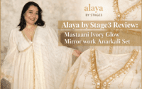 Alaya by Stage3 Review: Mastaani Ivory Glow Mirror work Anarkali Set
