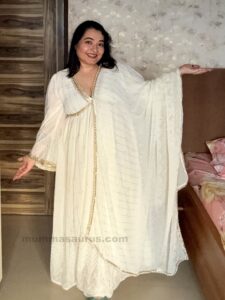 Alaya by Stage3 Review: Mastaani Ivory Glow Mirror work Anarkali Set