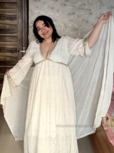 Alaya by Stage3 Review: Mastaani Ivory Glow Mirror work Anarkali Set