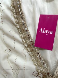 Alaya by Stage3 Review: Mastaani Ivory Glow Mirror work Anarkali Set
